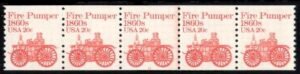 US 1908 F - VF NH Plate Number 11 PNS of 5 cv 75.00
