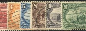 US 285 - 291 Early Commemoratives F - VF Used Lt Cancels  cv $347.25