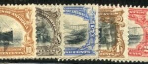 US 294 - 299 Early Commemoratives Used F - VF Set  cv $128.50