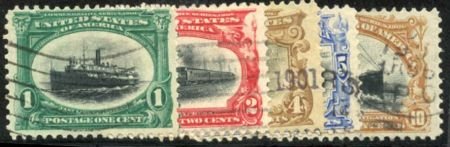INV-09618itExt_a389af54-3abb-4919-9229-55be0432ebad US 294 - 299 Early Commemoratives F - VF Used lt cancels cv $128.50