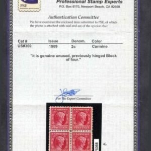 US 369 Early Commemoratives VF LH w PFC for Block