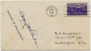 US 835 Autographed Cover, Gov. George H. Earle of PA