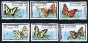 Cambodia 1721 - 1726 NH Butterflies