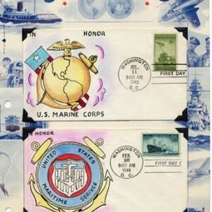 US 929, 934, 935, 936, 939 & 940 FDC's Mae Weigand Hand Painted