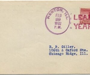 US Illinois, Henton 716 Fancy Cancel Cover, Ski, Leap Year