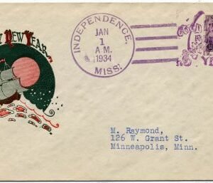US Mississippi, Independence 730a Fancy Cancel Cover, New Year