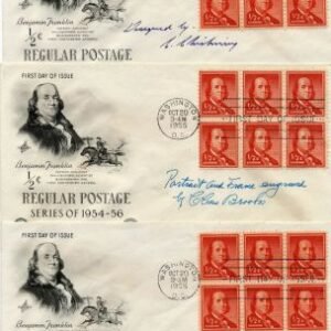 US 1030 Set of 3 Matched FDC's, Signed by Designer and Engravers