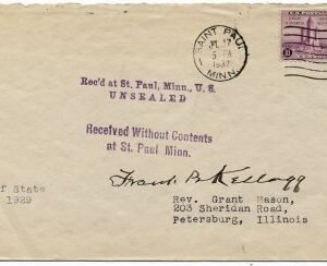 US 729, 684 Cover Signed by Frank B. Kellogg, Sec State, Nobel