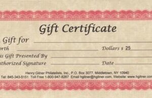 025.00 Gift Certificate