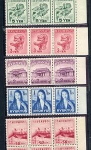 US Ryukyu Islands 8 - 13 F - VF + NH Imprint Block of 6 cv $529