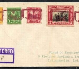 US Indiana, Castleton 632, 642, 651, 683 Fancy Cancel Cover, Negative Castle in Rectangle