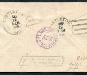 US Indiana, Castleton 632, 642, 651, 683 Fancy Cancel Cover, Negative Castle in Rectangle