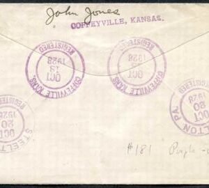 US Kansas, Coffeyville 507, 552, 645 Fancy Cancel Cover, Shield
