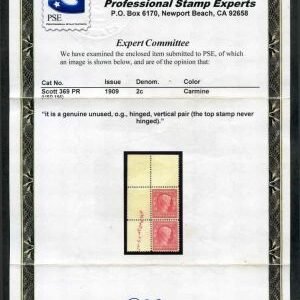 US 369 Early Commemoratives VF - XF NH UR Corner Copy PFC