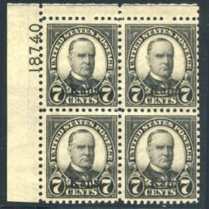 US 0665 F - VF + NH Plate Block 18740 UL