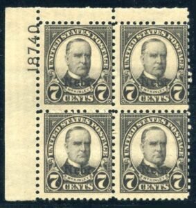 US 665 Ave - F+ NH Plate Block 18740 UL cv $725