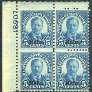 US 674 JF NH Nebraska Overprint Plate Block 18907 UL cv $425