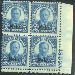US 674 Ave NH Nebraska Overprint Plate Block 18907 LR cv $425