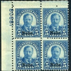 US 674 Ave - F NH Nebraska Overprint Plate Block 18908 UL cv $425