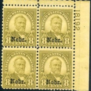 US 0677 F NH Plate Block 18192 UR cv 600.00