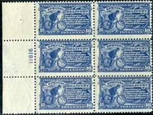 US E11 var Special Delivery Ave - F Mint NH "Pink Back" Plate Block of 6 $1,700
