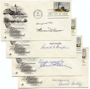 US 1391 Set of 4 Matched FDC's Signed by Designer, Engravers