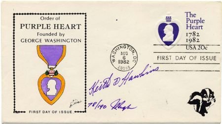 INV-11143itExt_21843ed4-a230-4603-a266-1e0c012810df US U603 FDC Signed by Keith Hawkins, Purple Heart Recipient