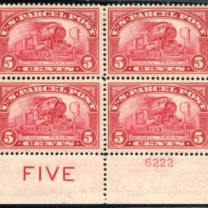US Q5 Parcel Post F - VF LH Plate Block cv $325