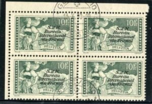 Switzerland Officials 3O26 Used XF UL Corner block of 4