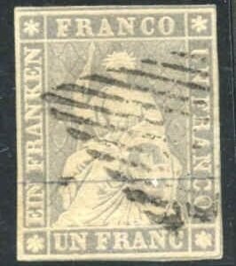 Switzerland 30 Used F 2 1/2 Frame Lines - Small Margins cv $1,000