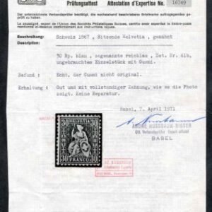 Switzerland 56a Mint NH F - VF cv $2,200