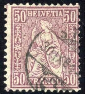Switzerland 67 Used F Centered Right, Trussel Cert cv $475