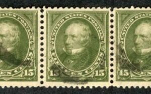US 284 Bureau & Regular Issues F - VF Strip of 3 cv $36