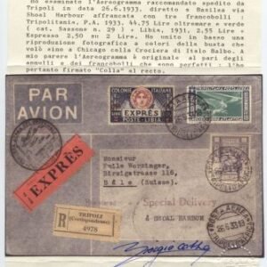 Tripolitania 1933 Exress Balbo Flight to Switzerland