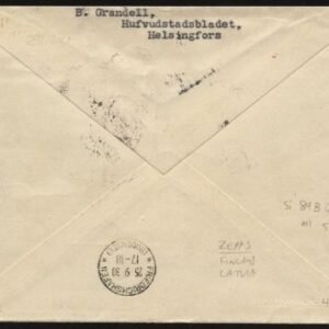 Finland 1930 Baltic Sea Flight to Latvia with Two Zeppelin Stamps