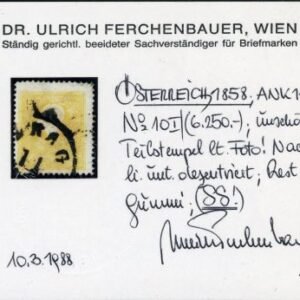 Austria 6a Fine Used Michel 10I with Certificate