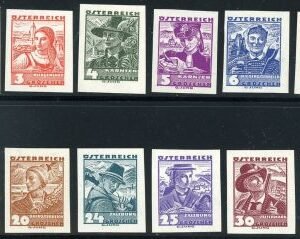 Austria 354 - 365 VF - XF NH Imperfs, Costume set