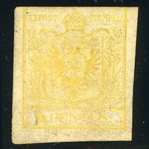 Austria - Lombardy - Venetia 1b F - VF LH OG, 3 Wide Margins, Cut Into a Top cv $11,250