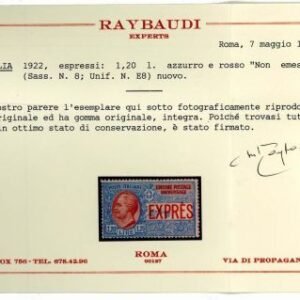 Italy Express Sassone 8 F-VF NH, Cert., Never Issued!
