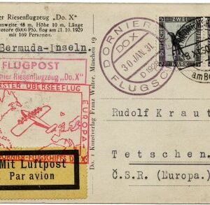 Germany 1930 Do-X Flight Card Addressed to Czechoslovakia