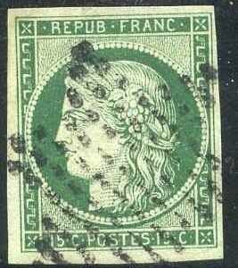 France 0002b Maury 2c VF + Used 4 Large Margins - Star Cancel cv $1100.00