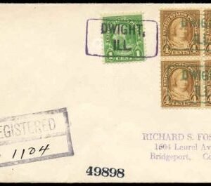 US Illinois, Dwight 552, 556 Fancy Cancel Cover, "Dwight" in Rectangle