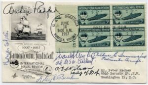 US 1091 FDC Signed by Admiral Burke, C.E. Wilson, Admiral Radford