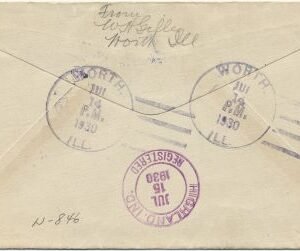 US Illinois, Worth 551, 683 Fancy Cancel Cover, Registered Cancel
