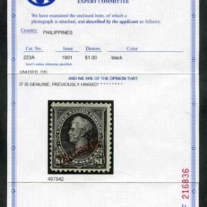 US Possessions - Philippines 223a F - VF LH Type II PFC Fresh! cv $2,000