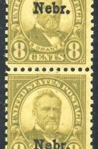 US 677 JF NH Nebraska Overprint Wide Spacing Pair - Scarce! Mint cv $225