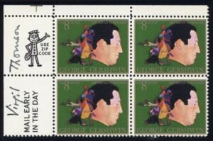 US 1484 Autographed Plate Block - Virgil Thomsom, Composer