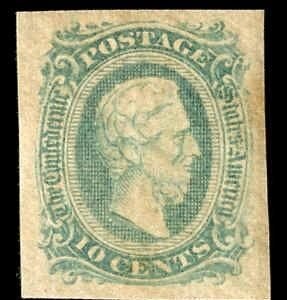 US CSA 011c Confederates & Possessions Greenish Blue XF NH