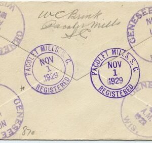 US South Carolina, Pacolet Mills 633, 636 Fancy Cancel Cover, "PM"