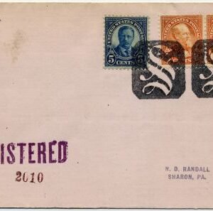 US Pennsylvania, Sharon 637, 638 Fancy Cancel Cover, Negative "S" in Rectangle